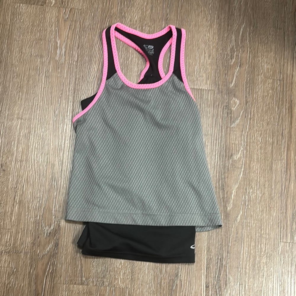 Champion Kids Tank Top - Gray with Pink Trim